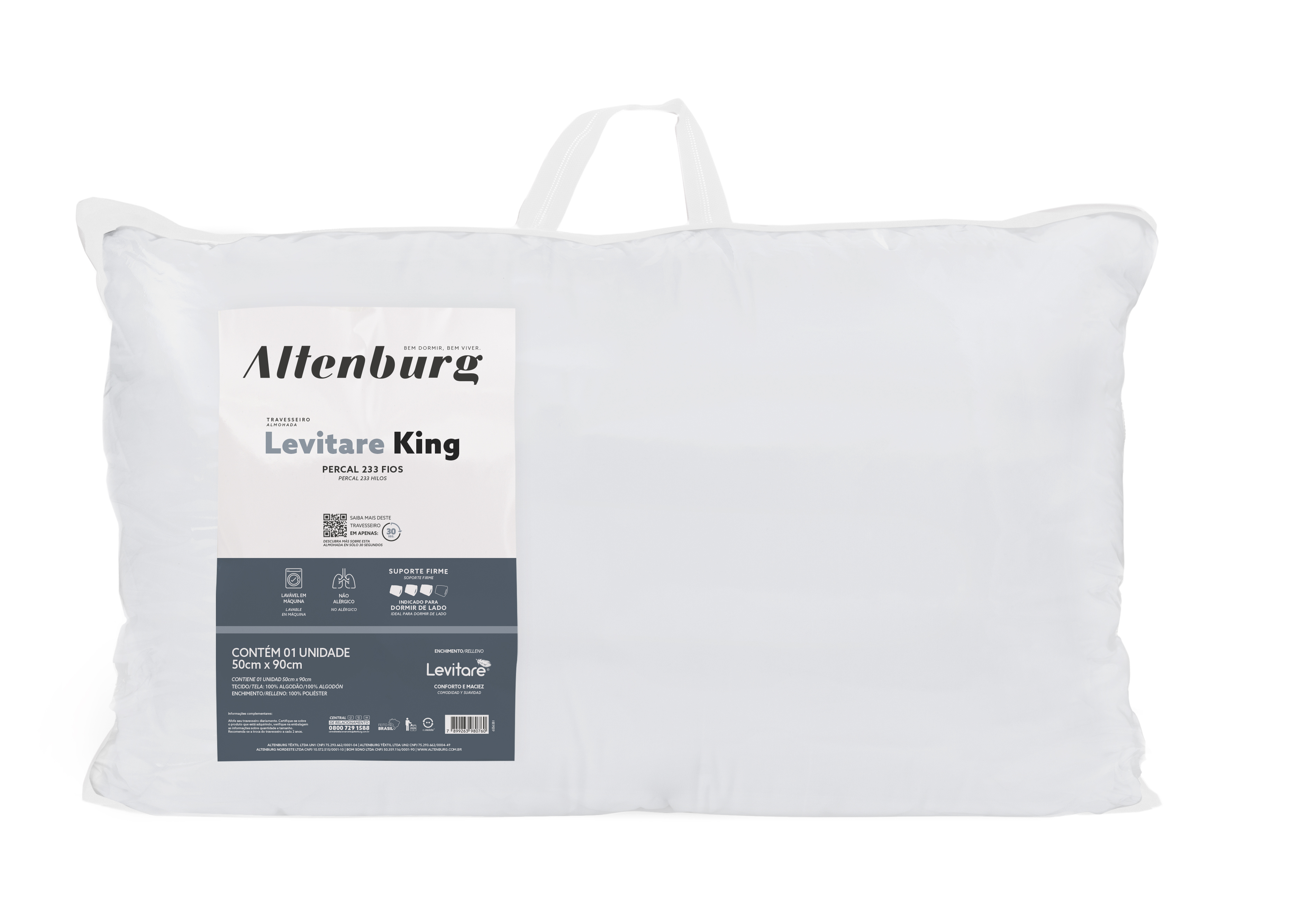 Travesseiro Altenburg Levitare King 50cm x 90cm