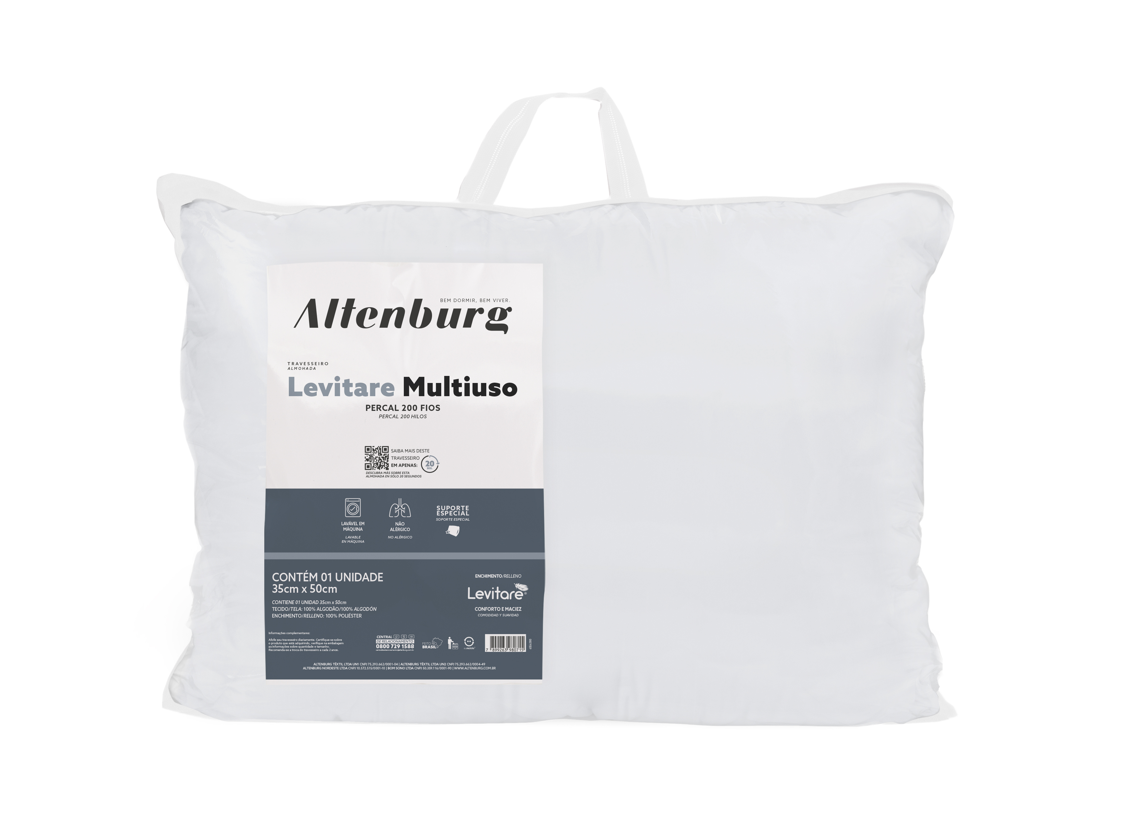 Travesseiro Altenburg Levitare Multiuso 35cm x 50cm