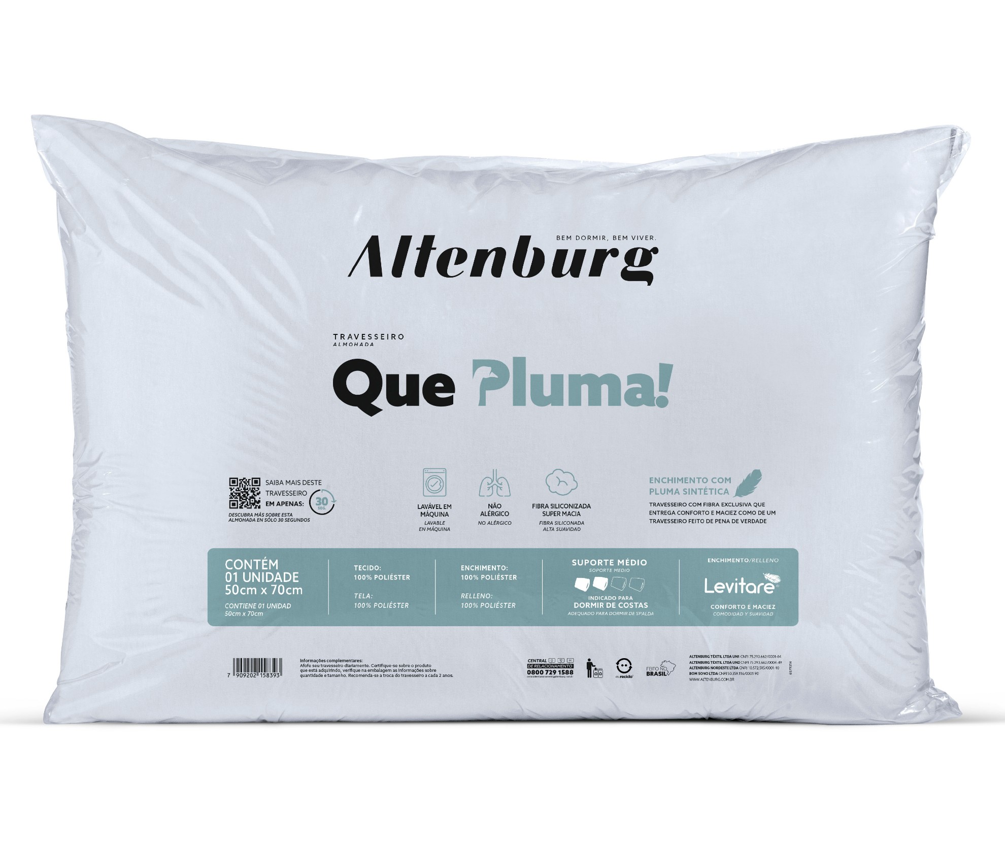 Travesseiro Altenburg Toque de Plumas 50cm x 70cm