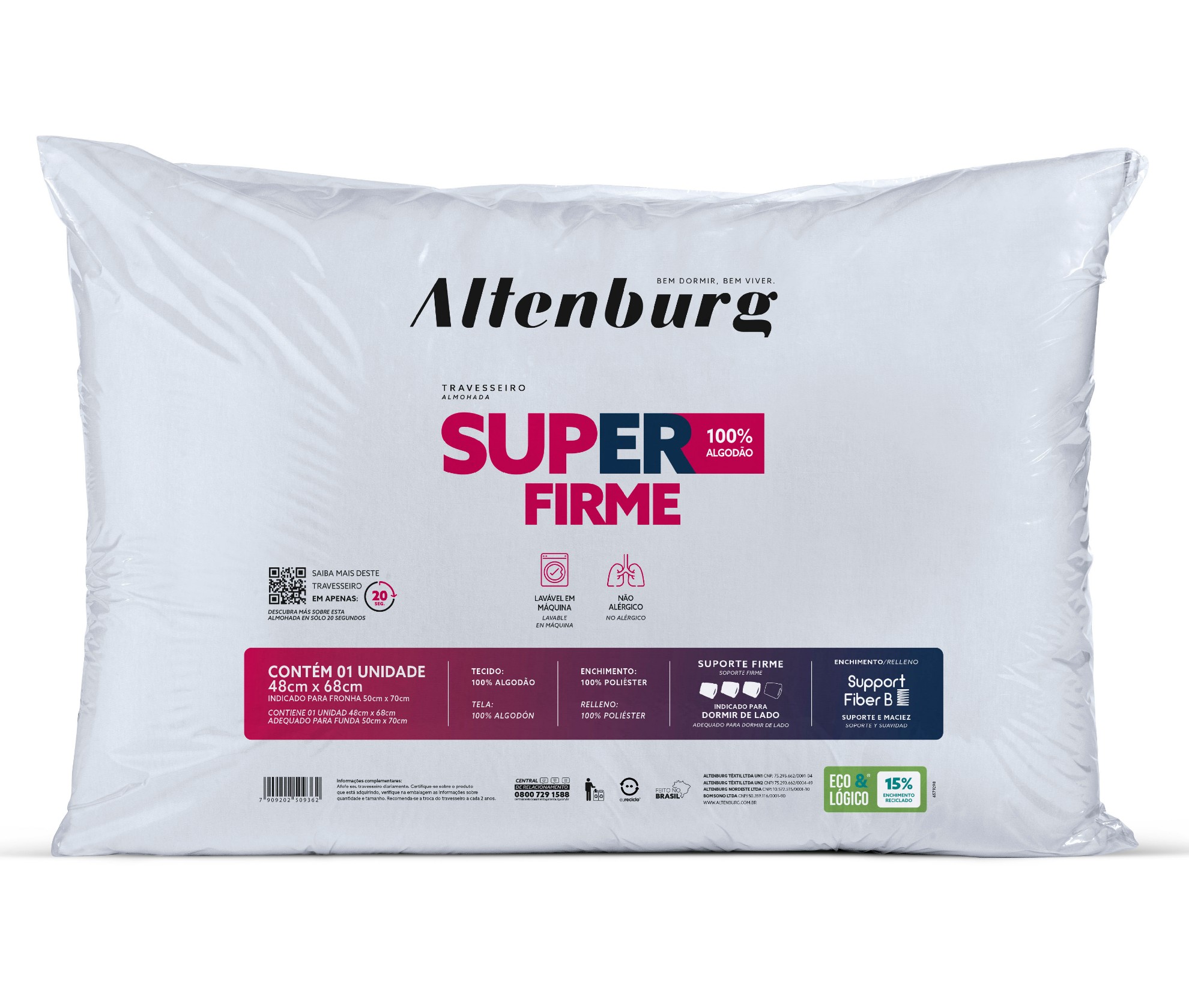 Travesseiro Altenburg Super Firme 48cm x 68cm