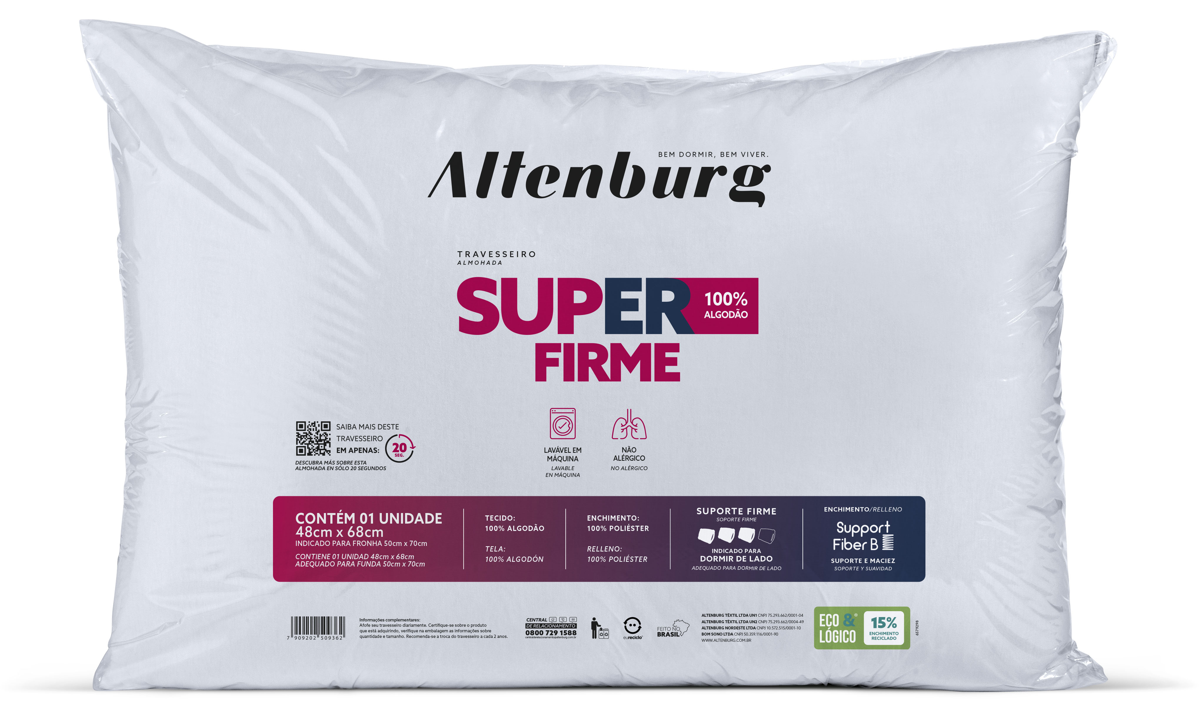 Travesseiro Altenburg Super Firme 48cm x 68cm