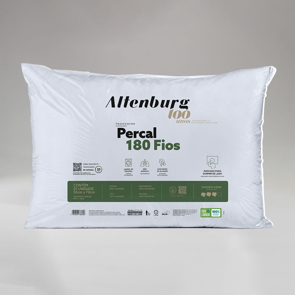Travesseiro Altenburg 180 Fios 100 Anos 50cm x 70 cm